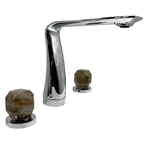 Bergamo Art Chrome Brass Bathroom Faucet with Dark Rock Crystal Handles