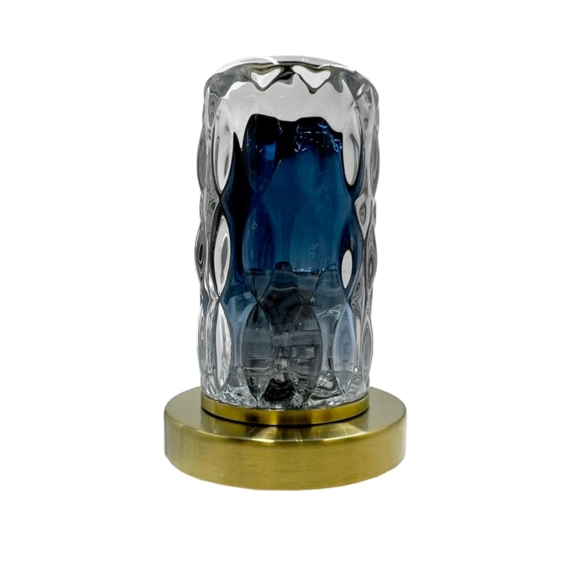 Bergamo Art Gold Brass Bathroom Faucet with Blue Glass Handles