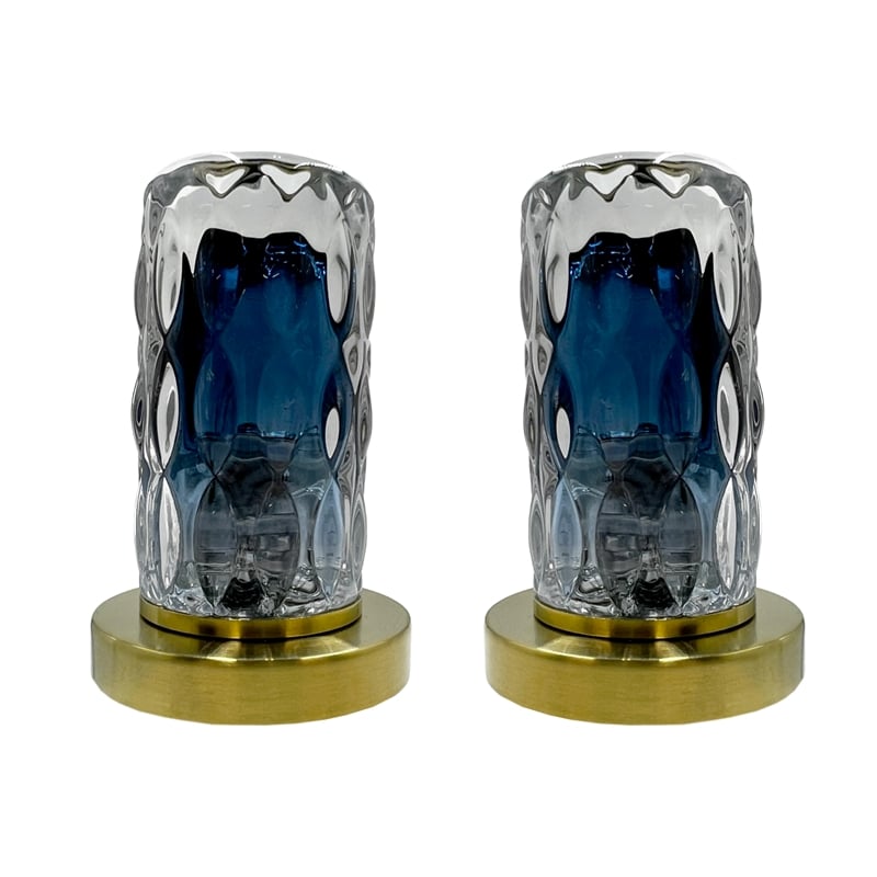Bergamo Art Gold Brass Bathroom Faucet with Blue Glass Handles