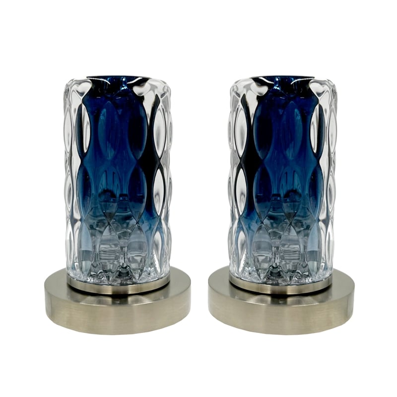 Bergamo Art Brushed Nickel Brass Bathroom Faucet with Blue Glass Handles