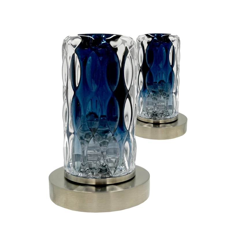 Bergamo Art Brushed Nickel Brass Bathroom Faucet with Blue Glass Handles