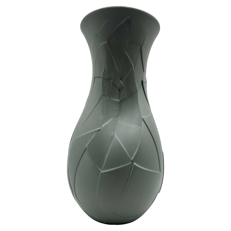 Bergamo Art 12 Inch Tall Ceramic Flower Vase in Grey