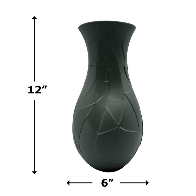 Bergamo Art 12 Inch Tall Ceramic Flower Vase in Grey