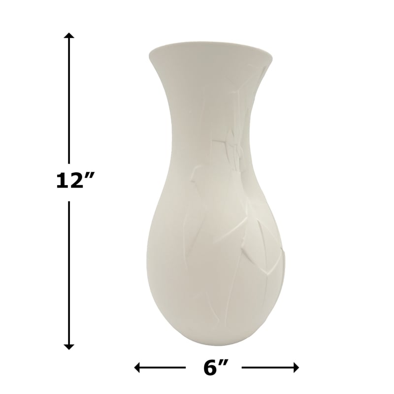 Bergamo Art 12 Inch Tall Ceramic Flower Vase in Whtie