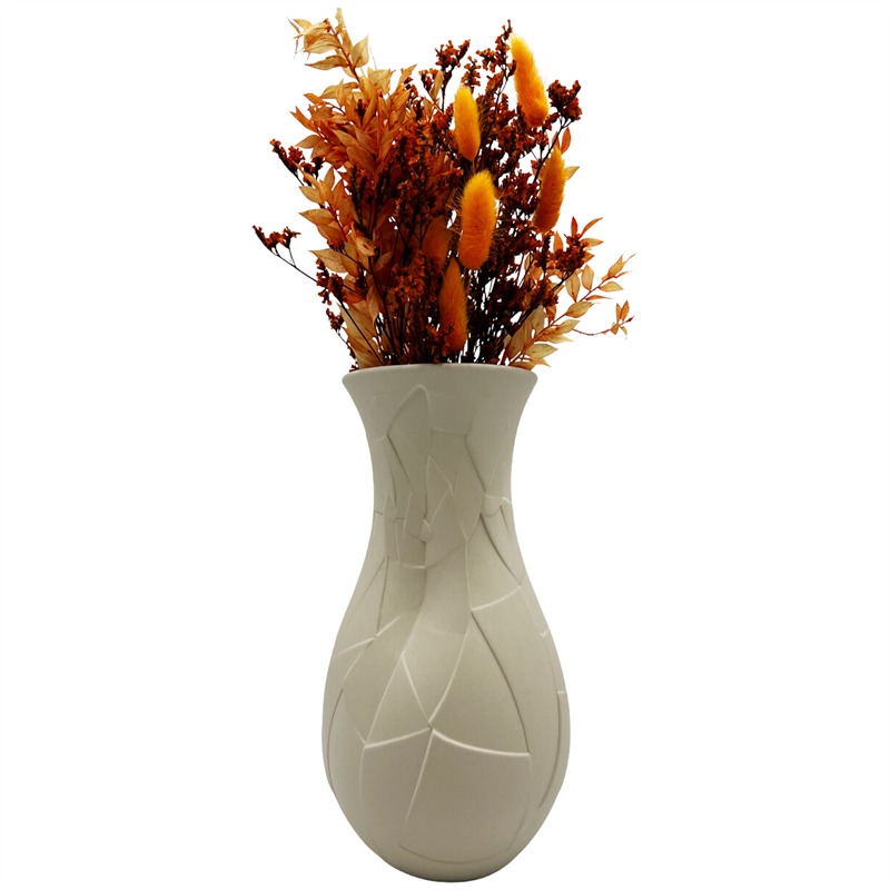 Bergamo Art 12 Inch Tall Ceramic Flower Vase in Beige