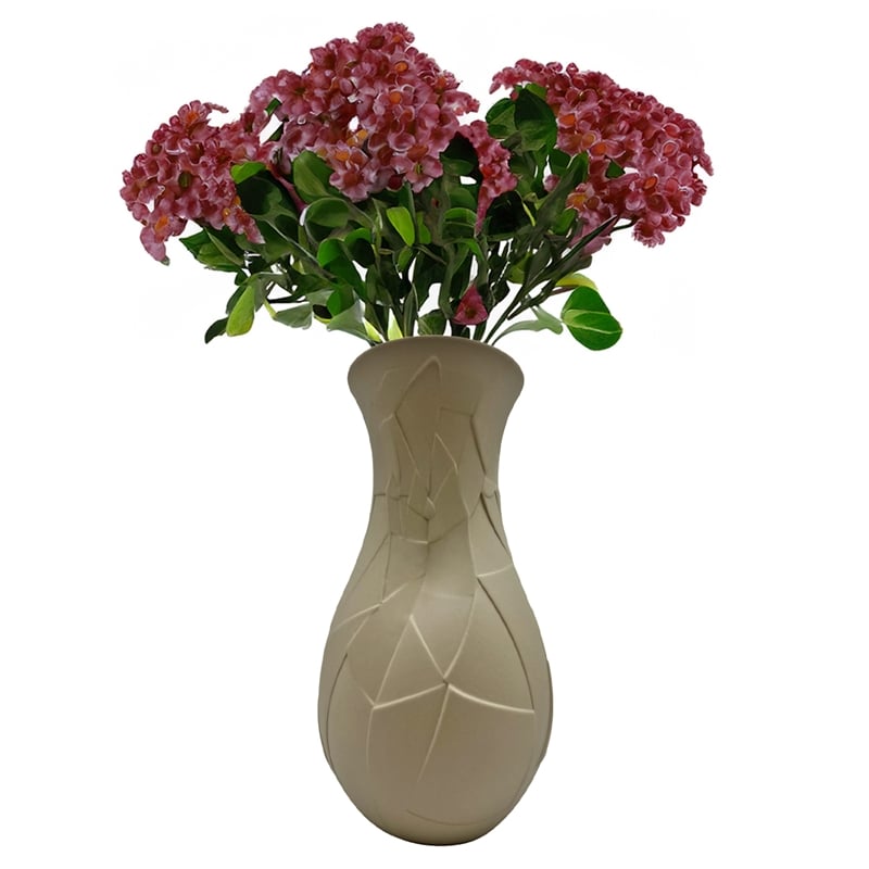 Bergamo Art 12 Inch Tall Ceramic Flower Vase in Beige