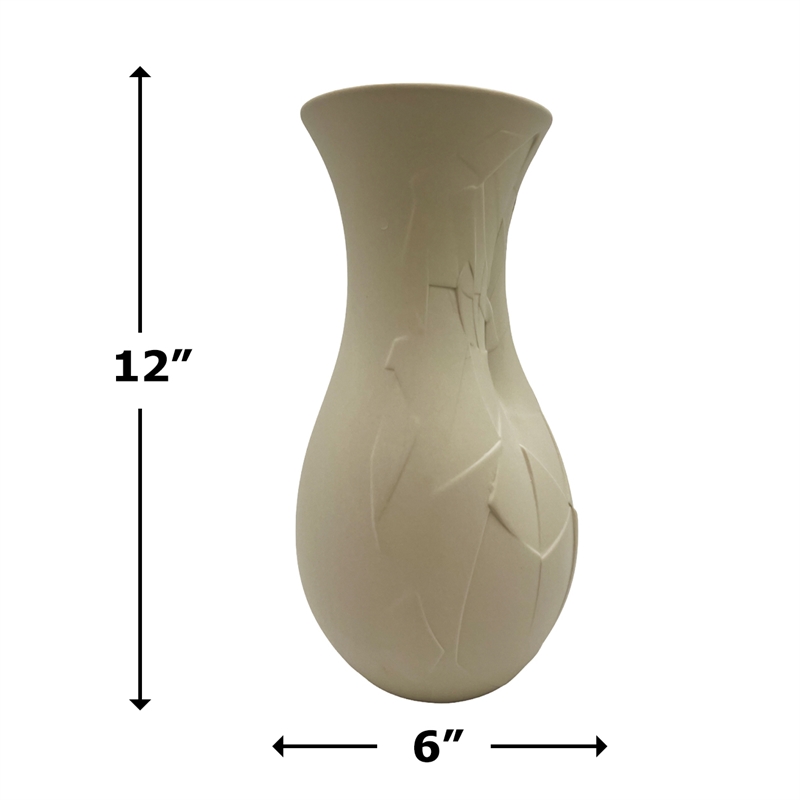 Bergamo Art 12 Inch Tall Ceramic Flower Vase in Beige