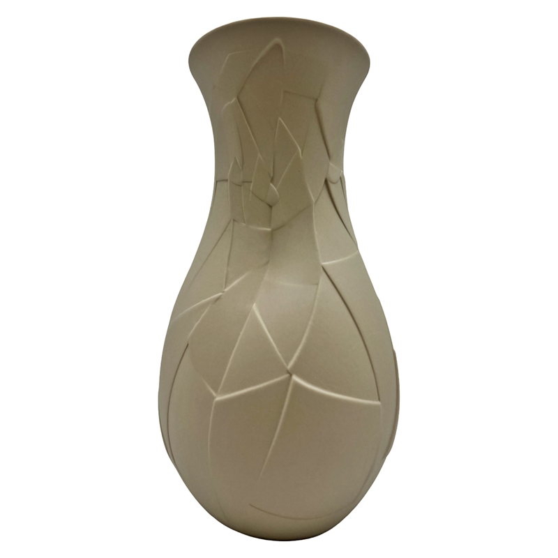 Bergamo Art 12 Inch Tall Ceramic Flower Vase in Beige
