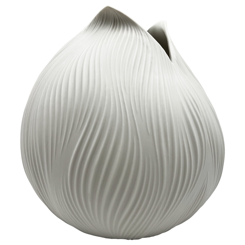 Bergamo Art 9 Inch Tall Modern Ceramic Flower Vase in White