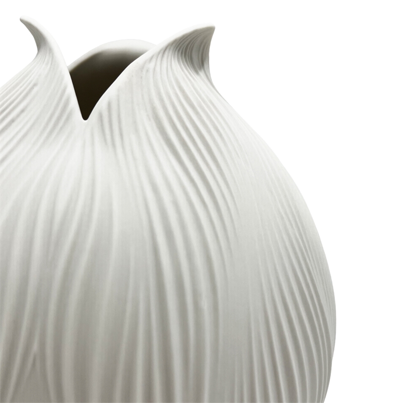 Bergamo Art 9 Inch Tall Modern Ceramic Flower Vase in White