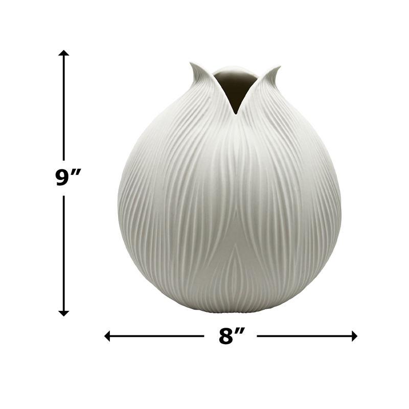Bergamo Art 9 Inch Tall Modern Ceramic Flower Vase in White