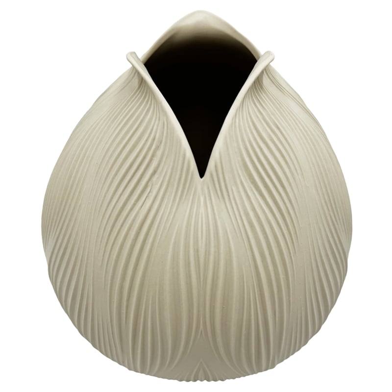 Bergamo Art 9 Inch Tall Modern Ceramic Flower Vase in Beige