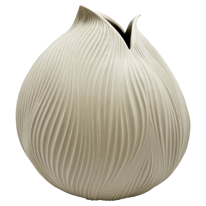 Bergamo Art 9 Inch Tall Modern Ceramic Flower Vase in Beige