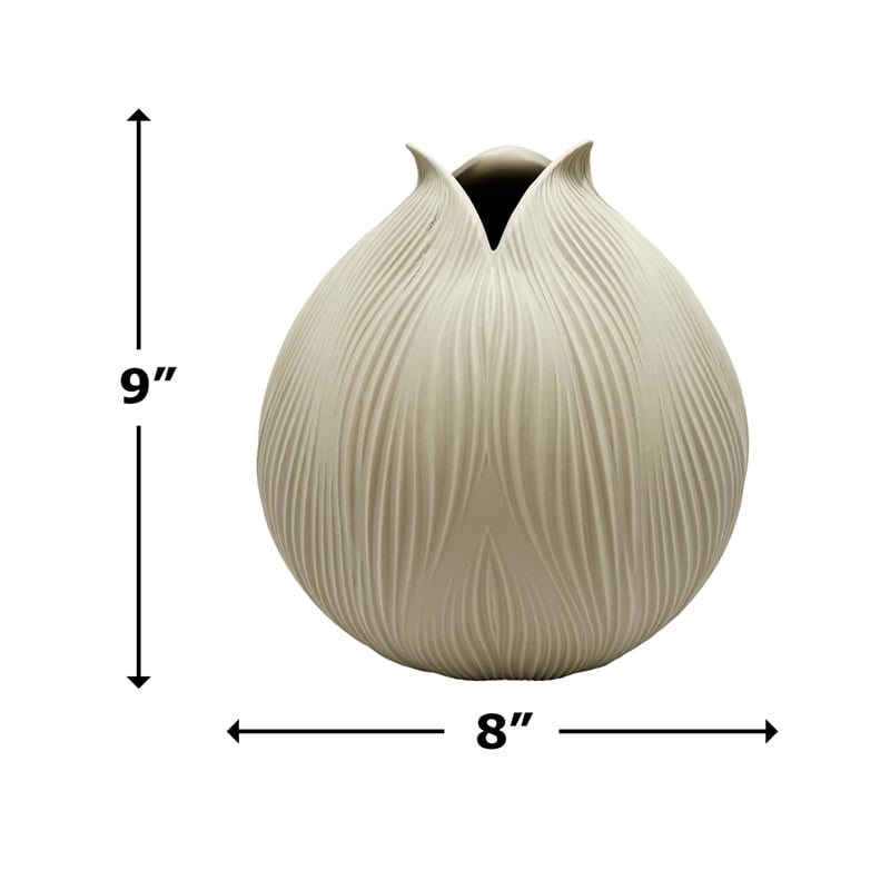 Bergamo Art 9 Inch Tall Modern Ceramic Flower Vase in Beige