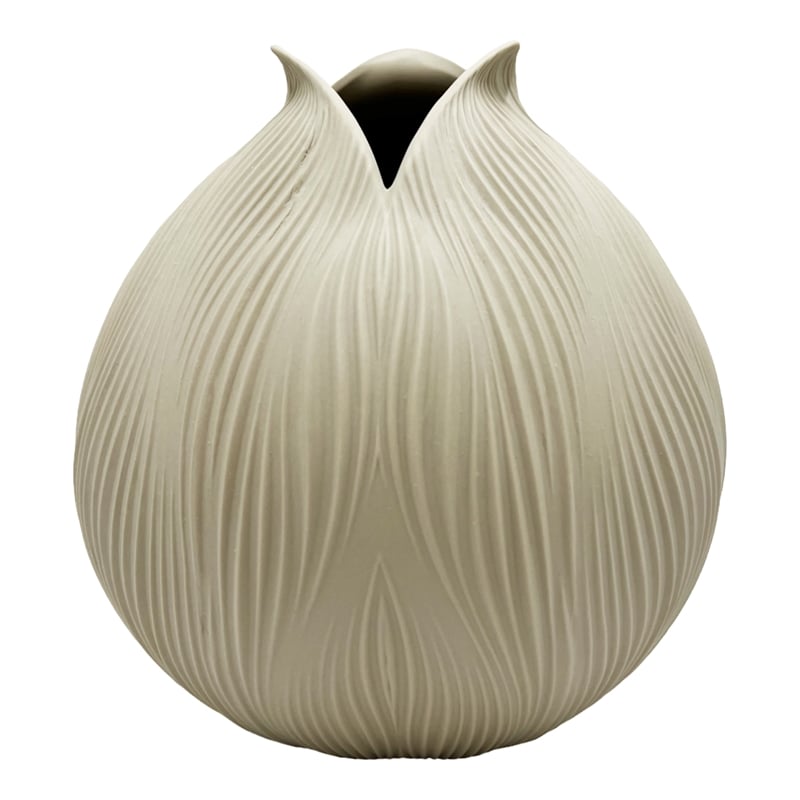 Bergamo Art 9 Inch Tall Modern Ceramic Flower Vase in Beige