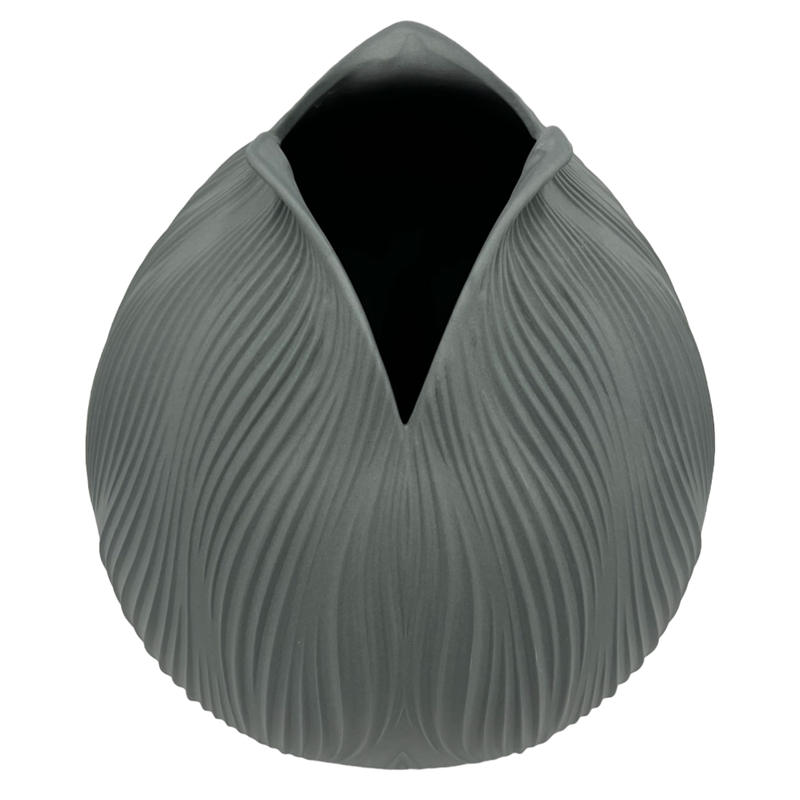 Bergamo Art 9 Inch Tall Modern Ceramic Flower Vase in Grey
