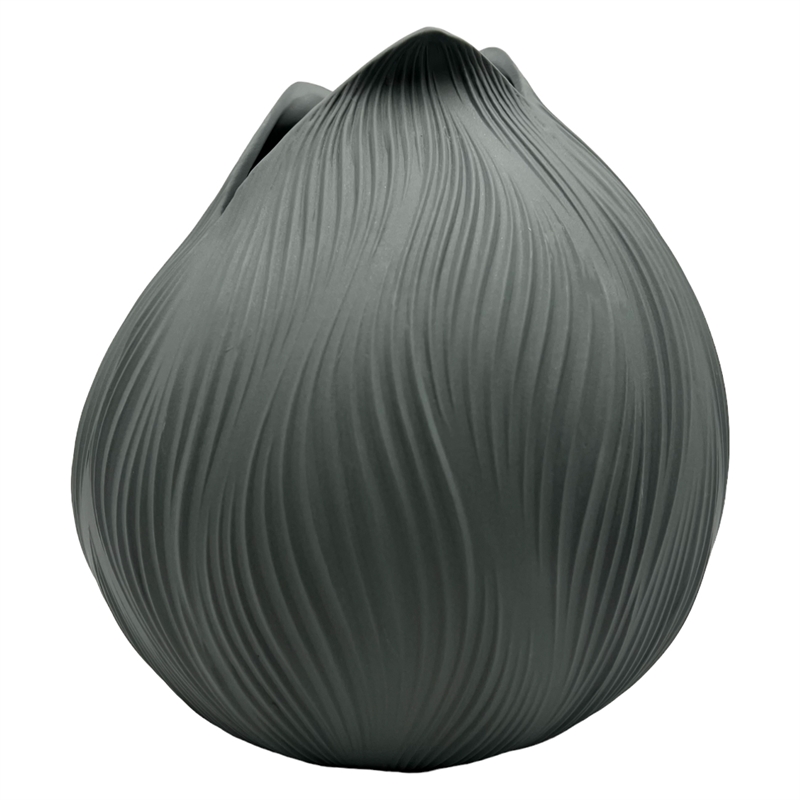 Bergamo Art 9 Inch Tall Modern Ceramic Flower Vase in Grey