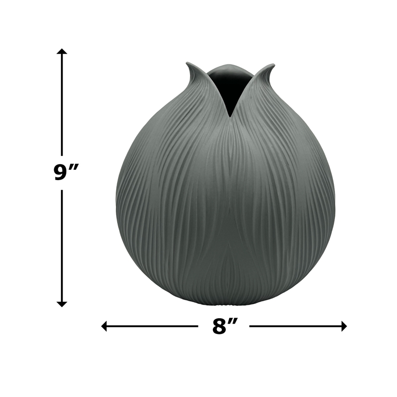 Bergamo Art 9 Inch Tall Modern Ceramic Flower Vase in Grey
