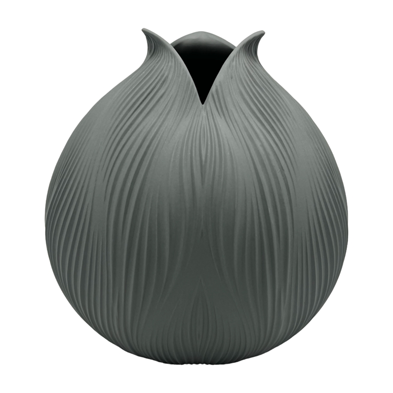 Bergamo Art 9 Inch Tall Modern Ceramic Flower Vase in Grey