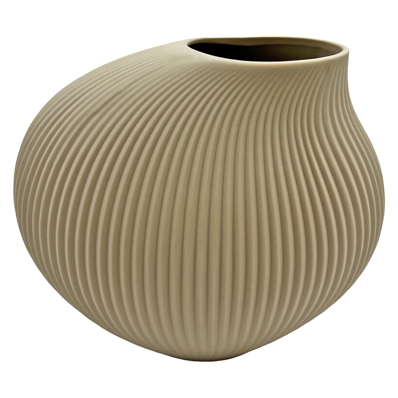 Bergamo Art 7 Inch Wide Modern Ceramic Vase for Flowers in Beige