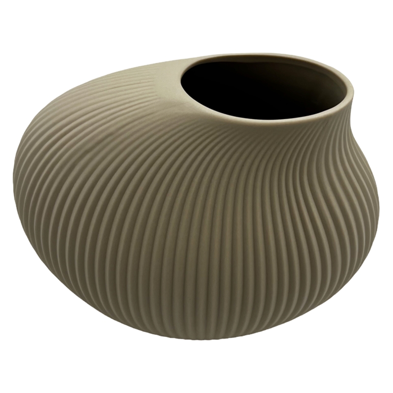 Bergamo Art 7 Inch Wide Modern Ceramic Vase for Flowers in Beige