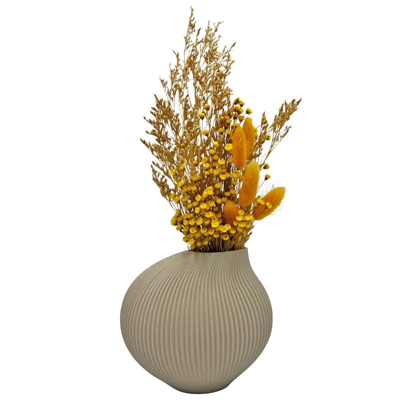 Bergamo Art 7 Inch Wide Modern Ceramic Vase for Flowers in Beige