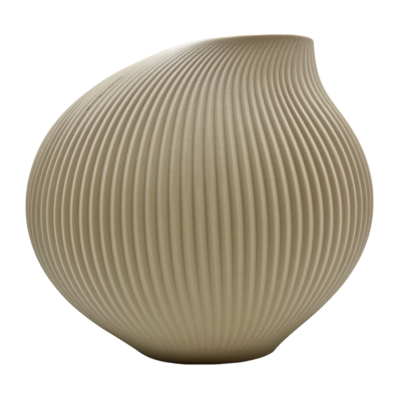 Bergamo Art 7 Inch Wide Modern Ceramic Vase for Flowers in Beige