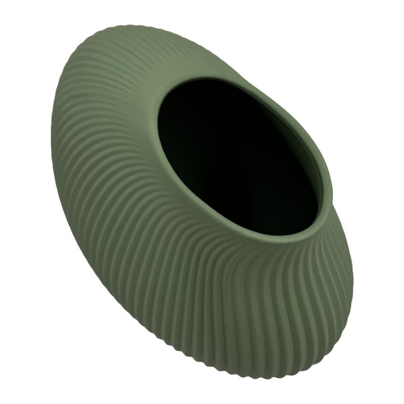 Bergamo Art 7 Inch Wide Modern Ceramic Vase for Flowers in Green