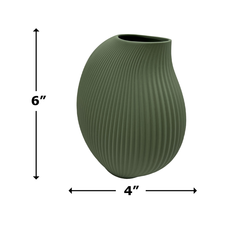 Bergamo Art 7 Inch Wide Modern Ceramic Vase for Flowers in Green
