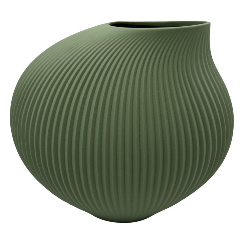 Bergamo Art 7 Inch Wide Modern Ceramic Vase for Flowers in Green