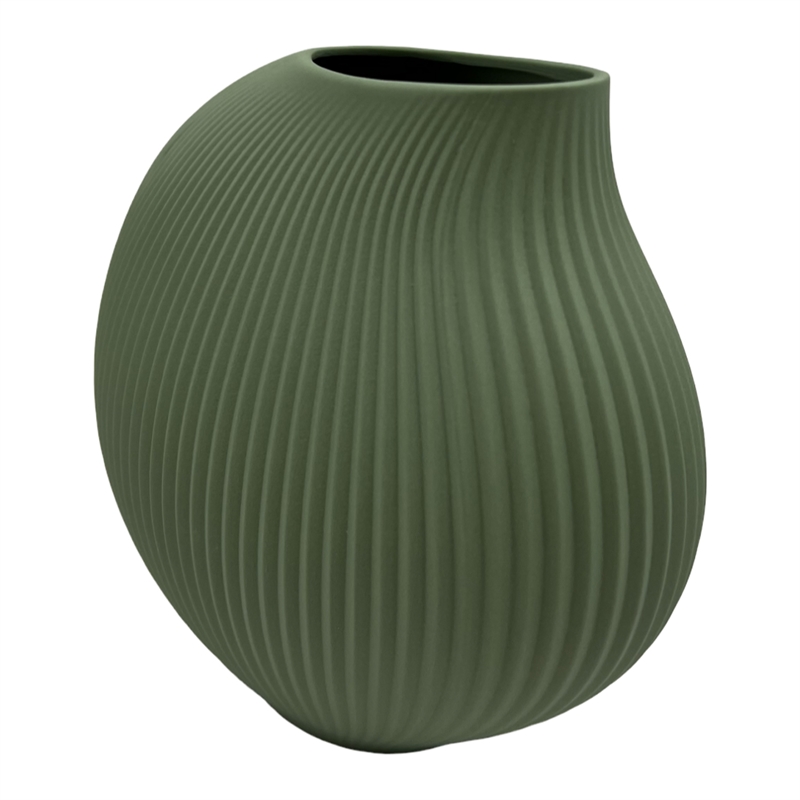 Bergamo Art 7 Inch Wide Modern Ceramic Vase for Flowers in Green