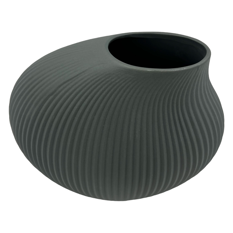 Bergamo Art 7 Inch Wide Modern Ceramic Vase for Flowers in Grey