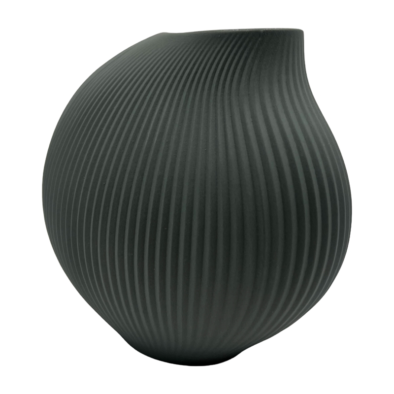 Bergamo Art 7 Inch Wide Modern Ceramic Vase for Flowers in Grey