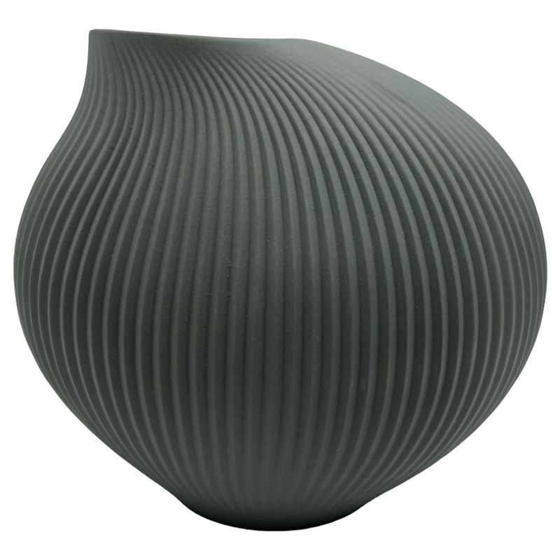 Bergamo Art 7 Inch Wide Modern Ceramic Vase for Flowers in Grey