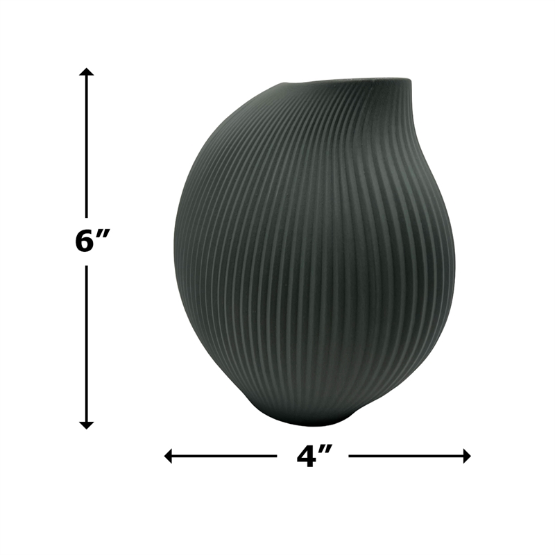 Bergamo Art 7 Inch Wide Modern Ceramic Vase for Flowers in Grey