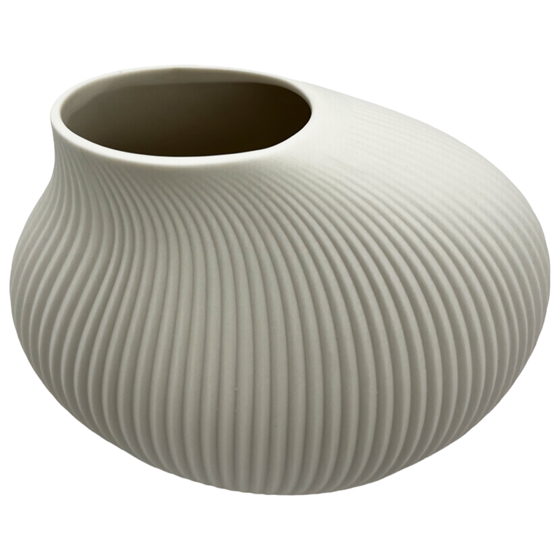 Bergamo Art 7 Inch Wide Modern Ceramic Vase for Flowers in White