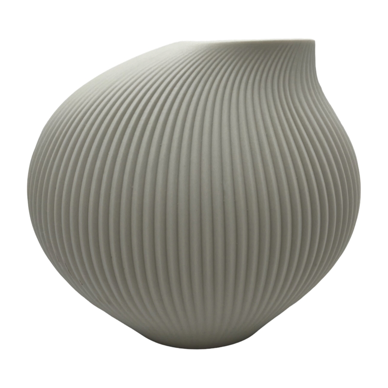 Bergamo Art 7 Inch Wide Modern Ceramic Vase for Flowers in White