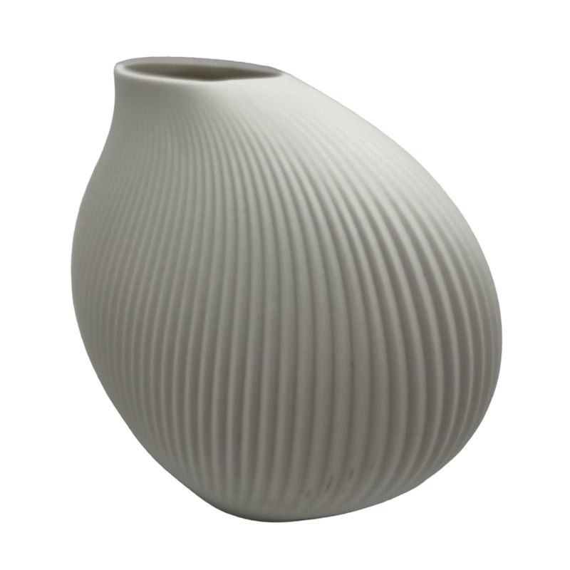 Bergamo Art 7 Inch Wide Modern Ceramic Vase for Flowers in White