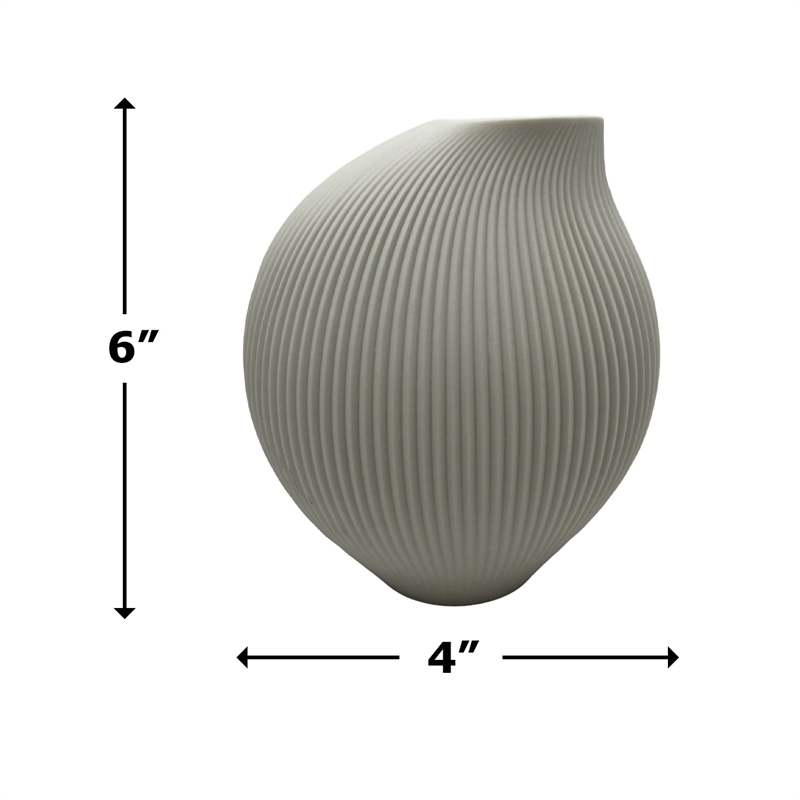 Bergamo Art 7 Inch Wide Modern Ceramic Vase for Flowers in White