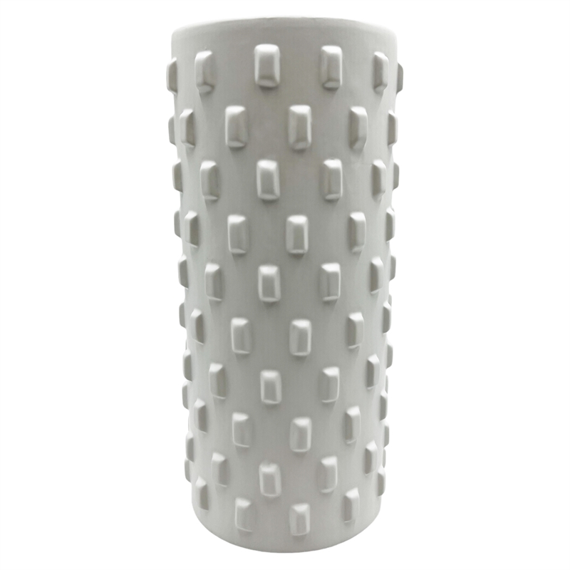 Bergamo Art 14 Inch Tall White Ceramic Vase for Flowers