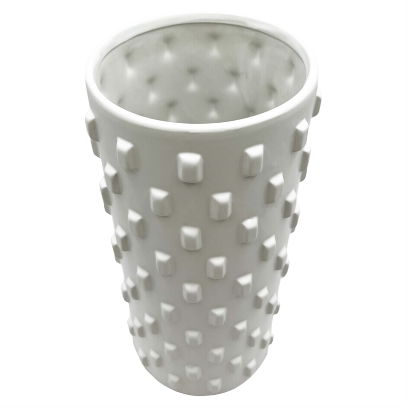 Bergamo Art 14 Inch Tall White Ceramic Vase for Flowers