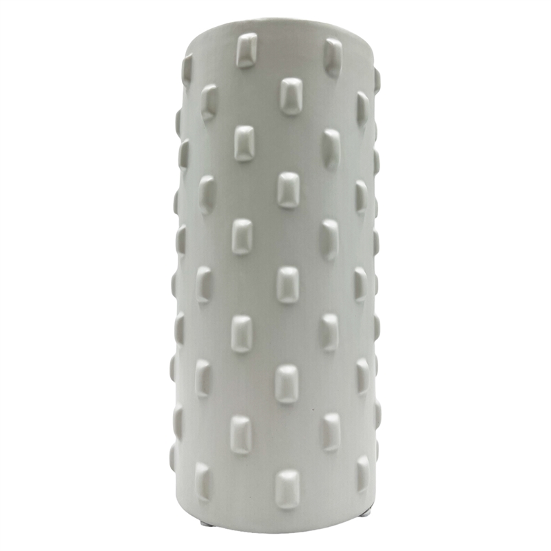 Bergamo Art 10 Inch Tall White Ceramic Vase for Flowers