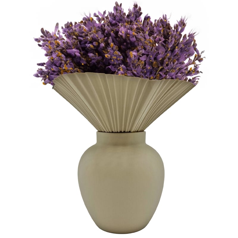 Bergamo Art 11 Inch Tall Modern Beige Ceramic Vase