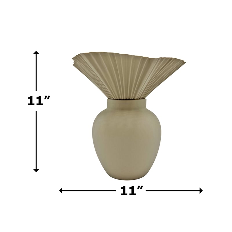 Bergamo Art 11 Inch Tall Modern Beige Ceramic Vase