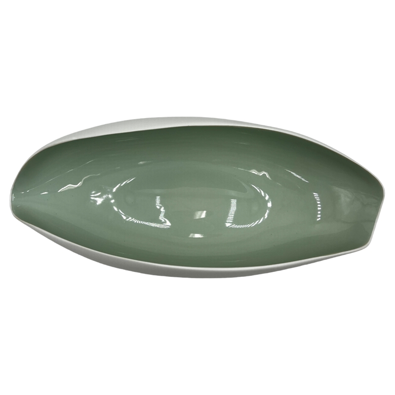 Bergamo Art 14 Inch Wide Modern Decorative Bowl in White and Green