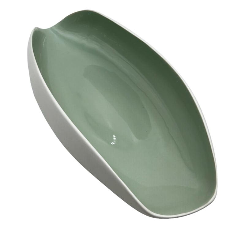 Bergamo Art 14 Inch Wide Modern Decorative Bowl in White and Green