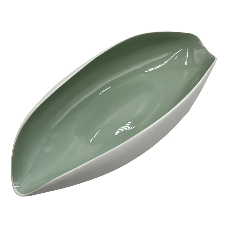 Bergamo Art 14 Inch Wide Modern Decorative Bowl in White and Green