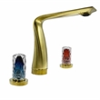 Bergamo Art Gold Brass Bathroom Faucet with Blue and Red Glass Handles