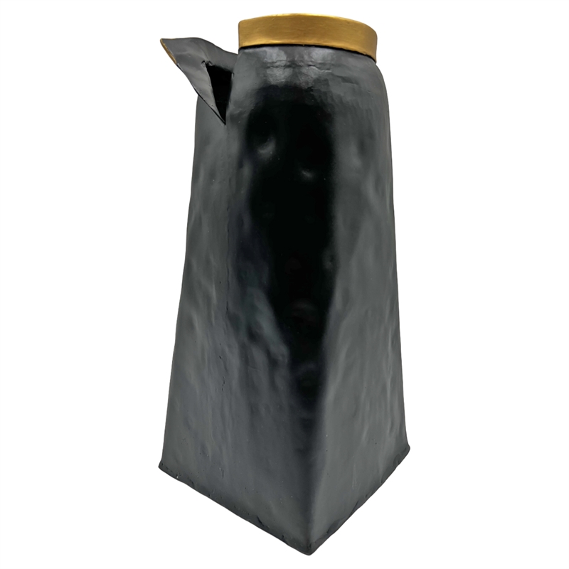 Bergamo Art 12 Inch Tall Aluminum Modern Black Vase