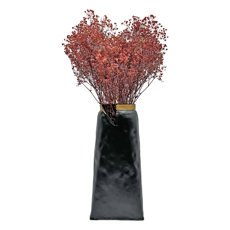 Bergamo Art 12 Inch Tall Aluminum Modern Black Vase